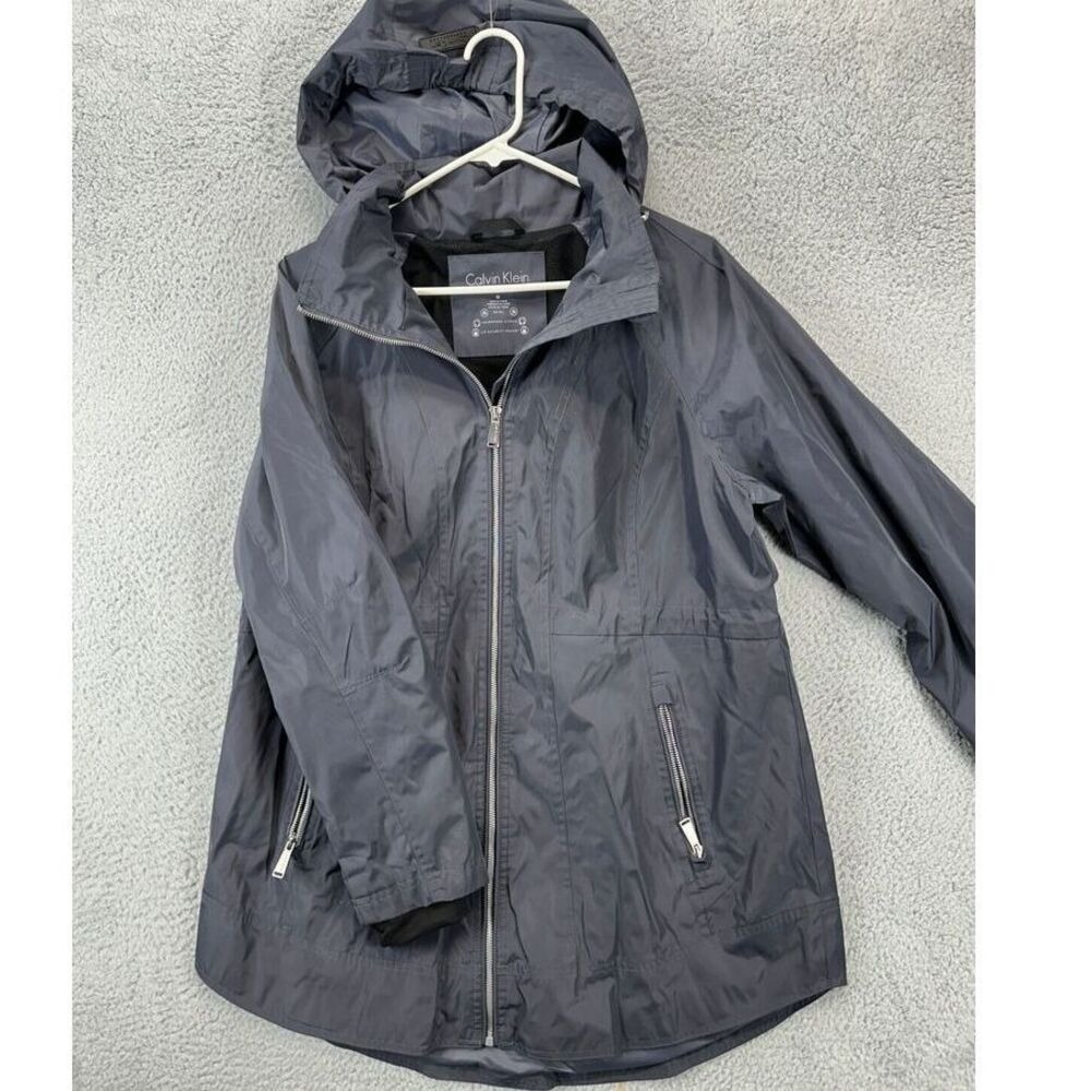 Calvin Klein Windbreaker Jacket Men Medium Dark Navy Performance Full Zip Hooded